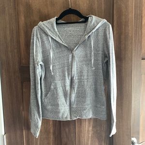 Gray Cotton/polyester Hoodie, Zip-up